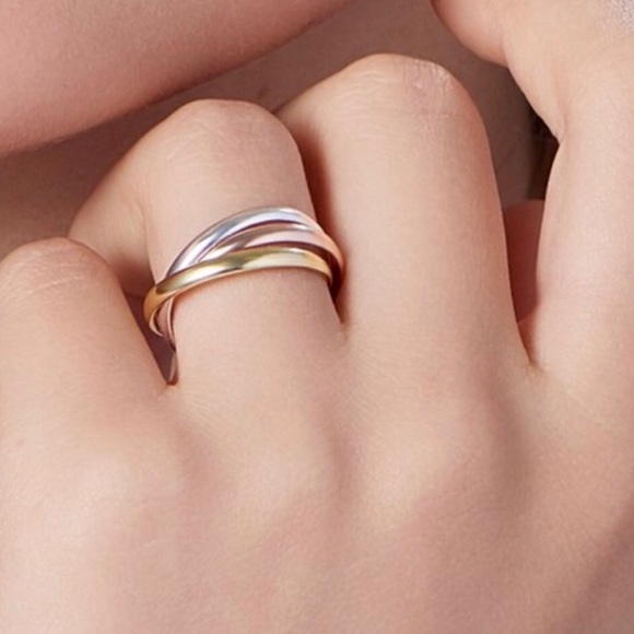Cute 14k Gold Tri Trinity rolling ring for her - Picture 1 of 3